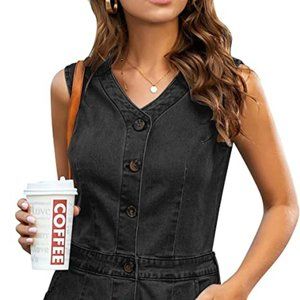 Black Denim Button-Down Dress